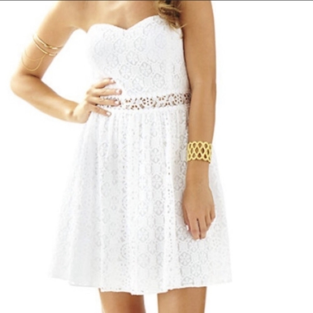 Lilly Pulitzer White Strapless Lace Dress - Picture 2 of 12